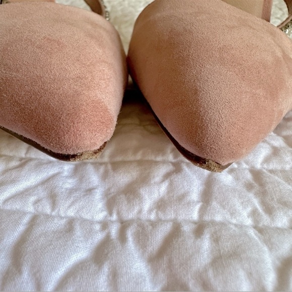LPA x REVOLVE Lex Crystal Strap Slide Heels in Blush Pink Suede Sz. 9 - Picture 6 of 10